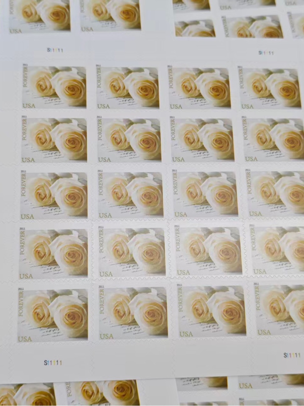 5 Books Forever Rose Stamp Sheet - Cream Yellow Floral Design